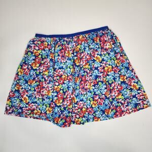 Polo Ralph Lauren Womens Mini Skirt Large Red Blue Floral Pull On Stretch 90s